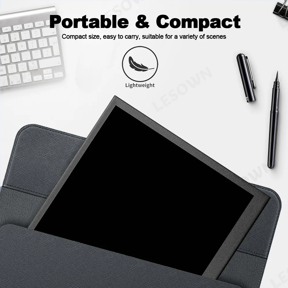 LESOWN Portable Monitor 10.1 Inch Touch Screen HDTV Display Full View Dual Speaker Aluminum VESA 75 for Laptop Phone Office