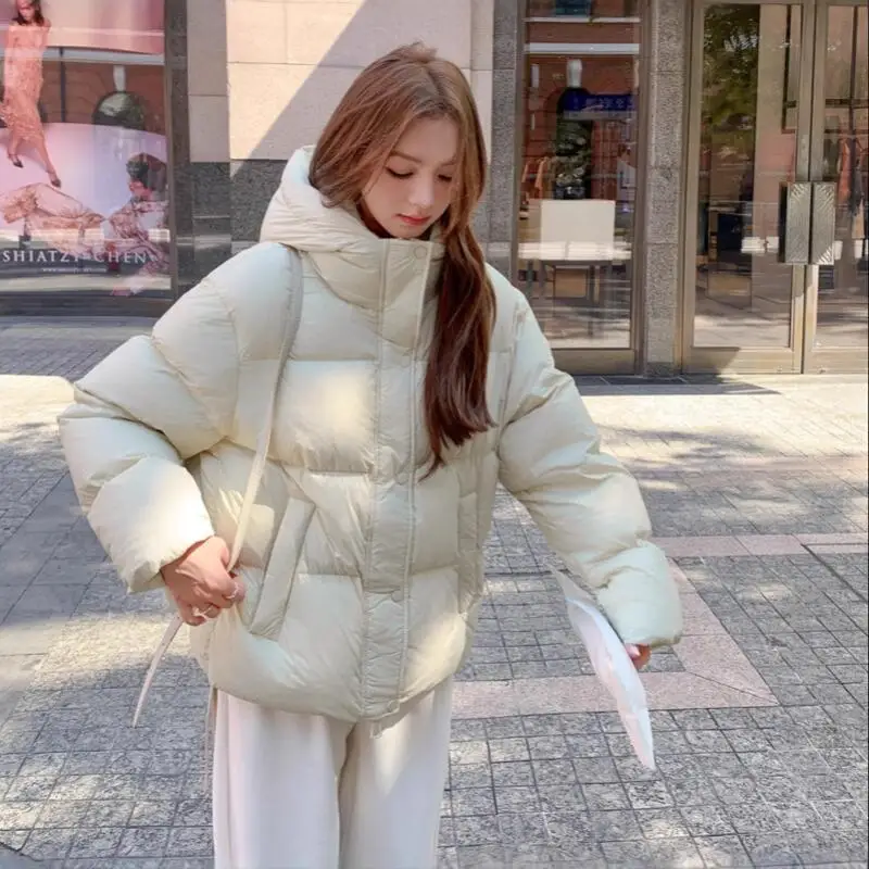

Women's Cotton-Padded Jacket Outdoor Winter Daily Wear Korean Style Hooded Padded Coat Keep Warm Female Candy Color Short Style