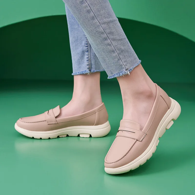 2024 Autumn/Winter Anti slip and Breathable Women's Shoes Fashion Thick Sole Casual Versatile Shallow Mouth Single Shoe B888-1