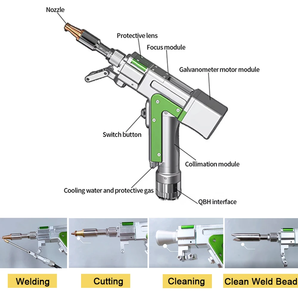 Handheld Automatic Laser Welder 1kw 1.5kw 2kw 3kw Laser Welder Cutting Machine Welding Cutting Descaling Cleaning Multifunction