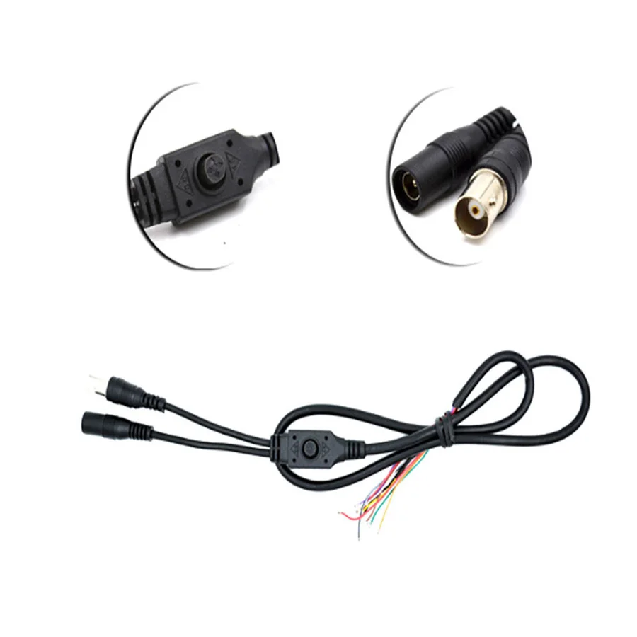 Security surveillance camera white / black / gray OSD menu BNC+DC switch control line tails