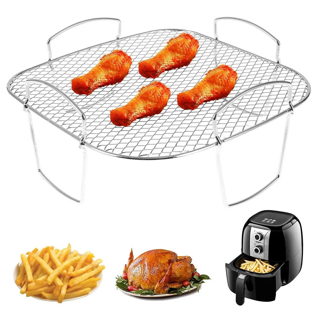 

Air Fryer Stainless Steel Rack Layer Dehydrator Rack Kitchen Grilling Toast Food Holder Stand French Fries Rack Baking Tools