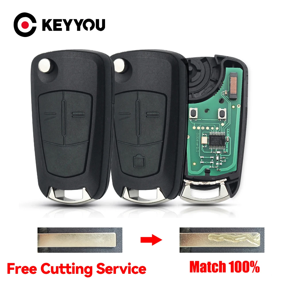 KEYYOU With Cutting Service Flip Remote Car Key 433Mhz For Astra H 2004-2009, Zafira B 2005-2013 PCF7946 Vectra C 2002-2008