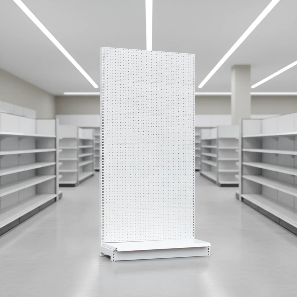 Heavy Duty Freestanding Metal Panel Floor Gondola Rack Epoxy Powder Coating Sale Hanging Hook Pegboard Shelves Store