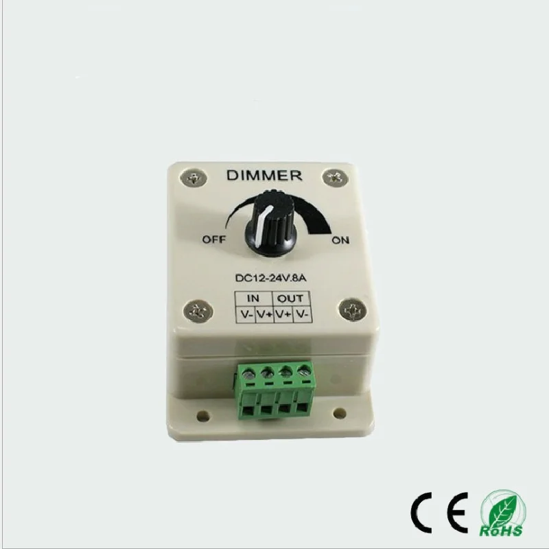 

1 Pcs LED Dimmer Switch DC 12V 24V 8A Adjustable Brightness Lamp Bulb Strip Driver Single Color Light Power Supply Controller