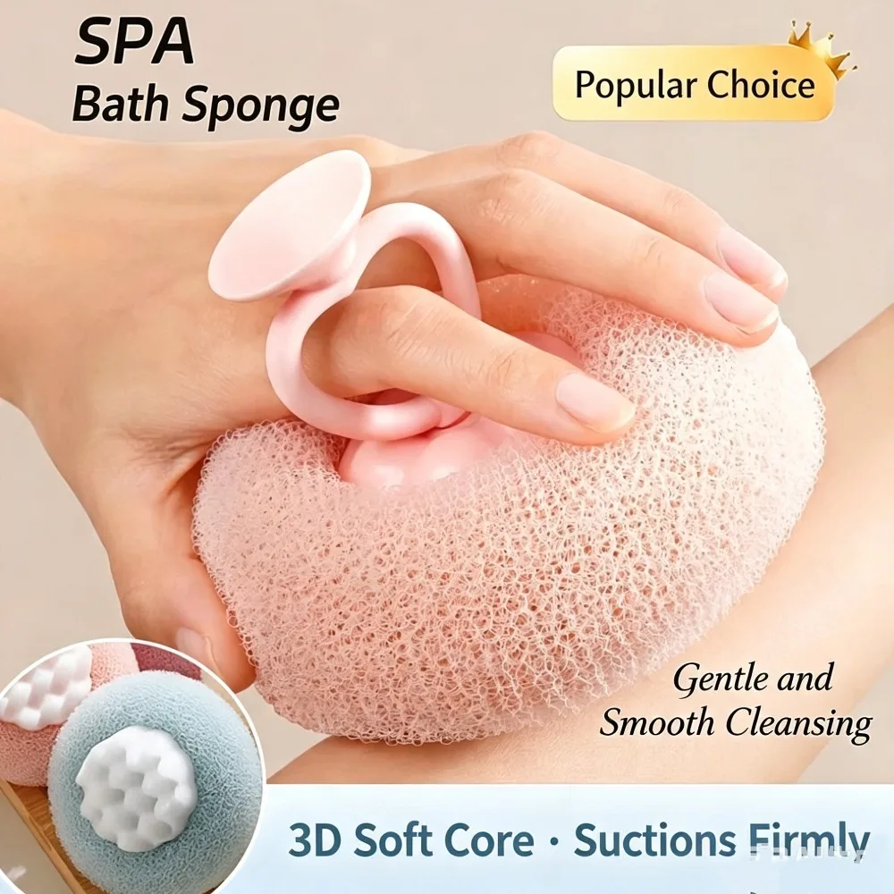 Suction Cup Bath Sponge Ball Soft Bubble Shower Ball Body Scrubber Back Exfoliating Brush Household Bathroom Shower Accessory for Skin Cleansing