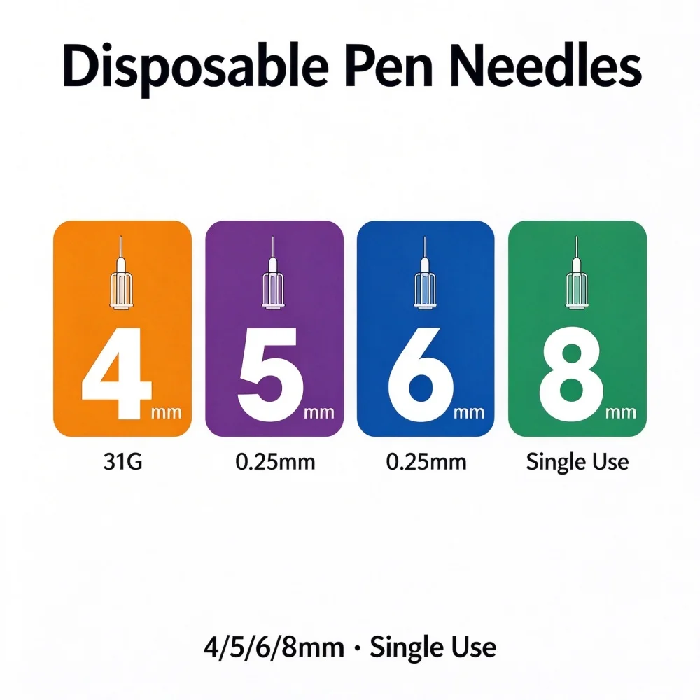 32G-4mm 31G-5mm 6mm 8mm Insulin Pen Tips Needles Sterile Safety Universal Fit, Extra-Thin, Compatible With Magic Pen Peptide Pen