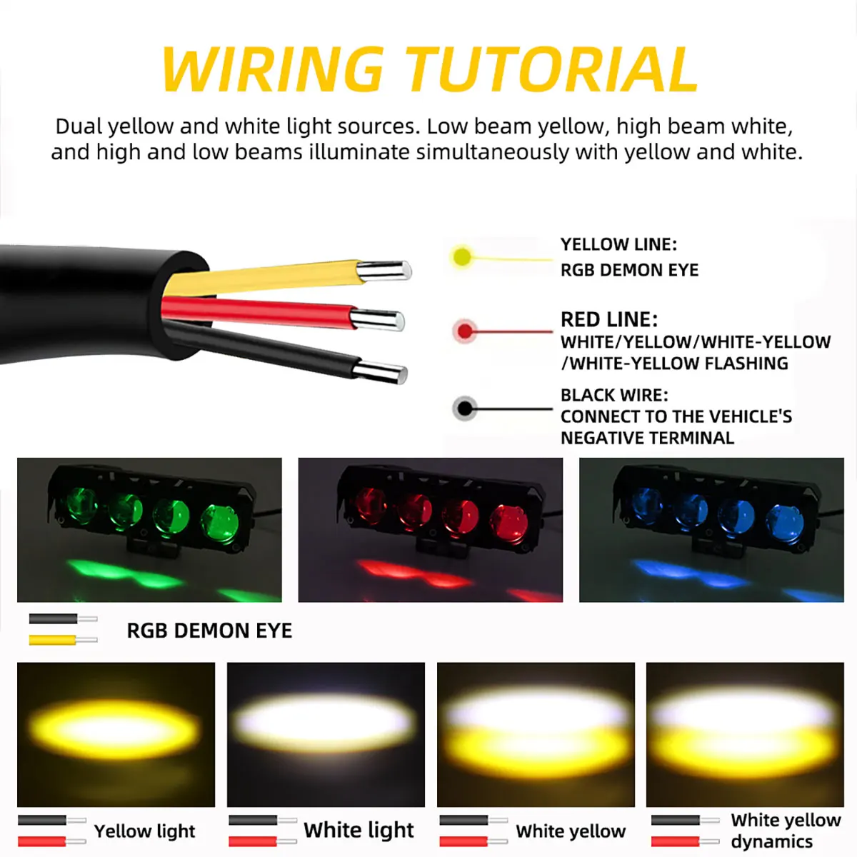 Motorfiets LED Spotlight 30 W Mistlampen 9 V-80 V Koplamp Dual Kleur RGB Werklamp 4 Lens 3570 Chip voor Auto Vrachtwagens SUV UTV SSV