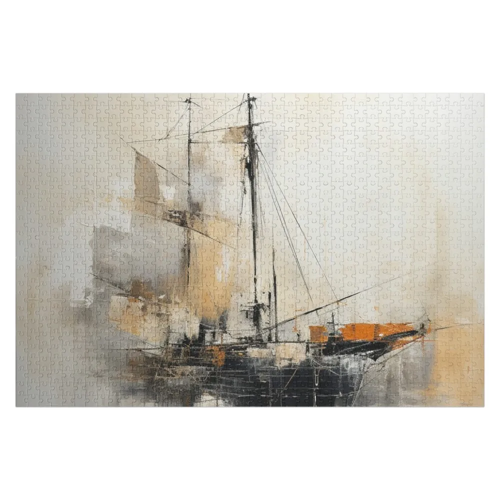 

Abstract Nautical Art: Timeless Boat Painting Jigsaw Puzzle Wood Animals Game Children Customizable Gift Baby Wooden Puzzle