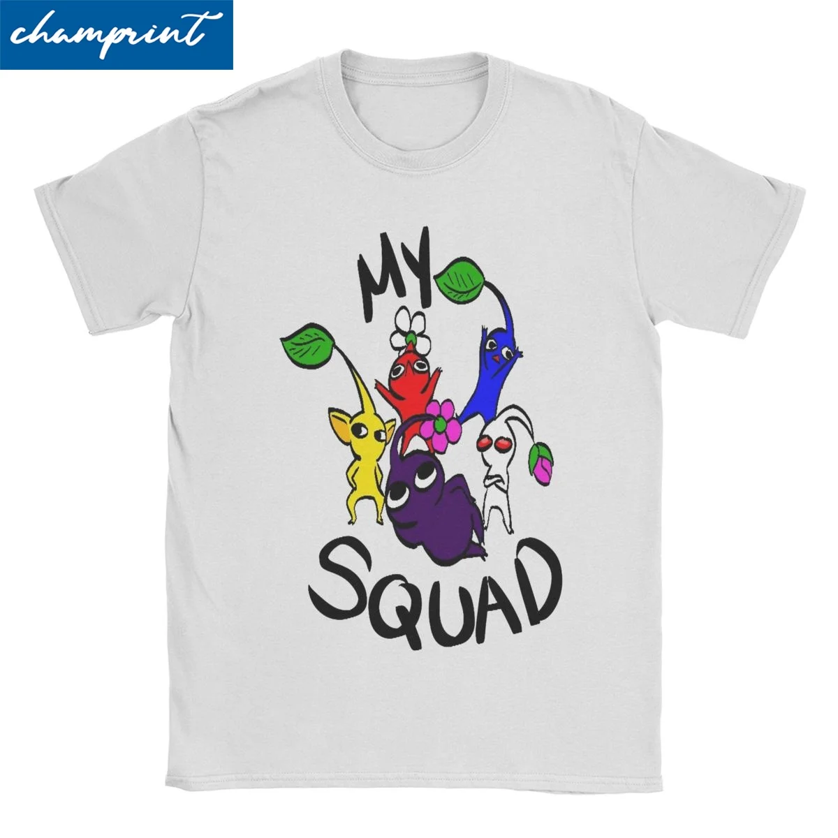 My Squad Pikmin T Shirt Men Women Cotton Novelty T-Shirt Crew Neck Cartoon Tees Short Sleeve Clothing Original