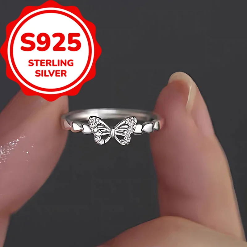 

Изящное регулируемое кольцо из серебра 925 пробы с ажурным бантом, универсальное, простое, на каждый день