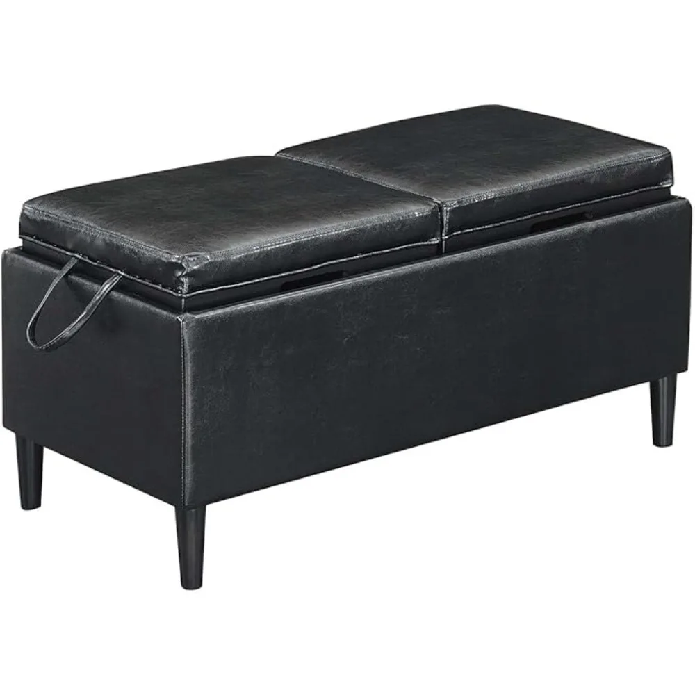 

Designs4Comfort Magnolia Storage Ottoman with Reversible Trays, Espresso Faux Leather space saving furniture