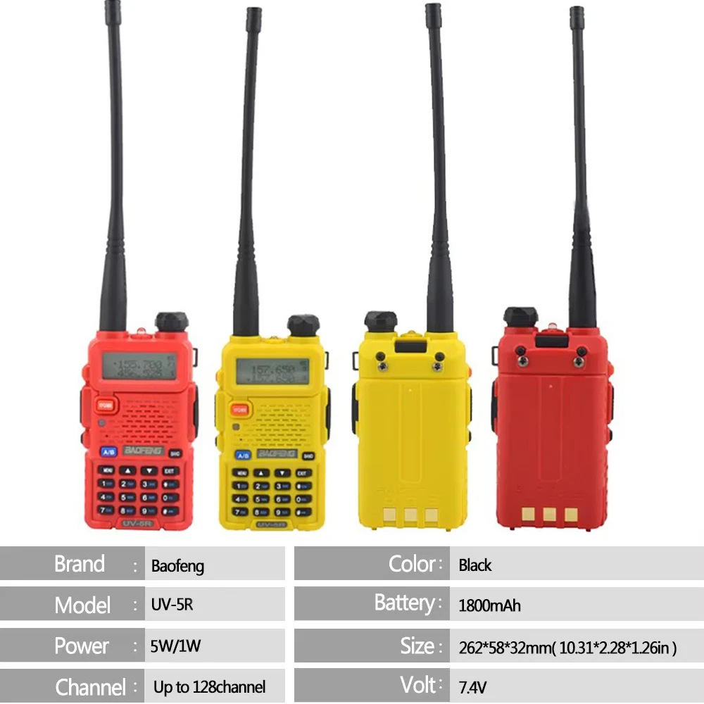 Baofeng UV-5R VHF UHF Walkie Talkie UV 5R 5W Dual Band VOX CTCSS DCS Ham Two Way Radio Hunting