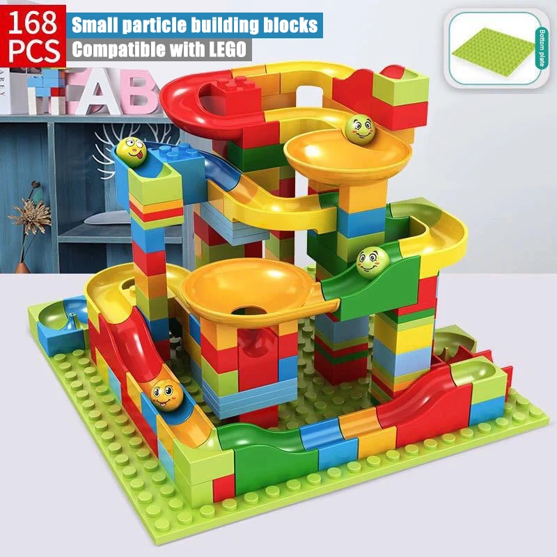 مكعبات بناء لمسار كرة المتاهة للأطفال ، مكعبات ركض سباق رخامية ، قمع بلاستيكي ، تجميع منزلق ، طوب تصنعه بنفسك ، هدية عيد الميلاد ، من من من من من من من من من من من من من من الخارج #5