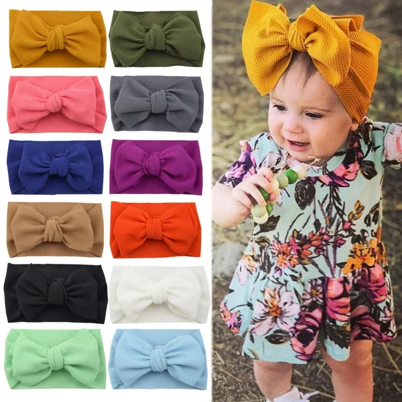 Baby Girls Headband Big Bow Tie Hair Band Kids Adjustable Head Wrap Bebe Turban Infant Hair Accessories Newborn Photo Props