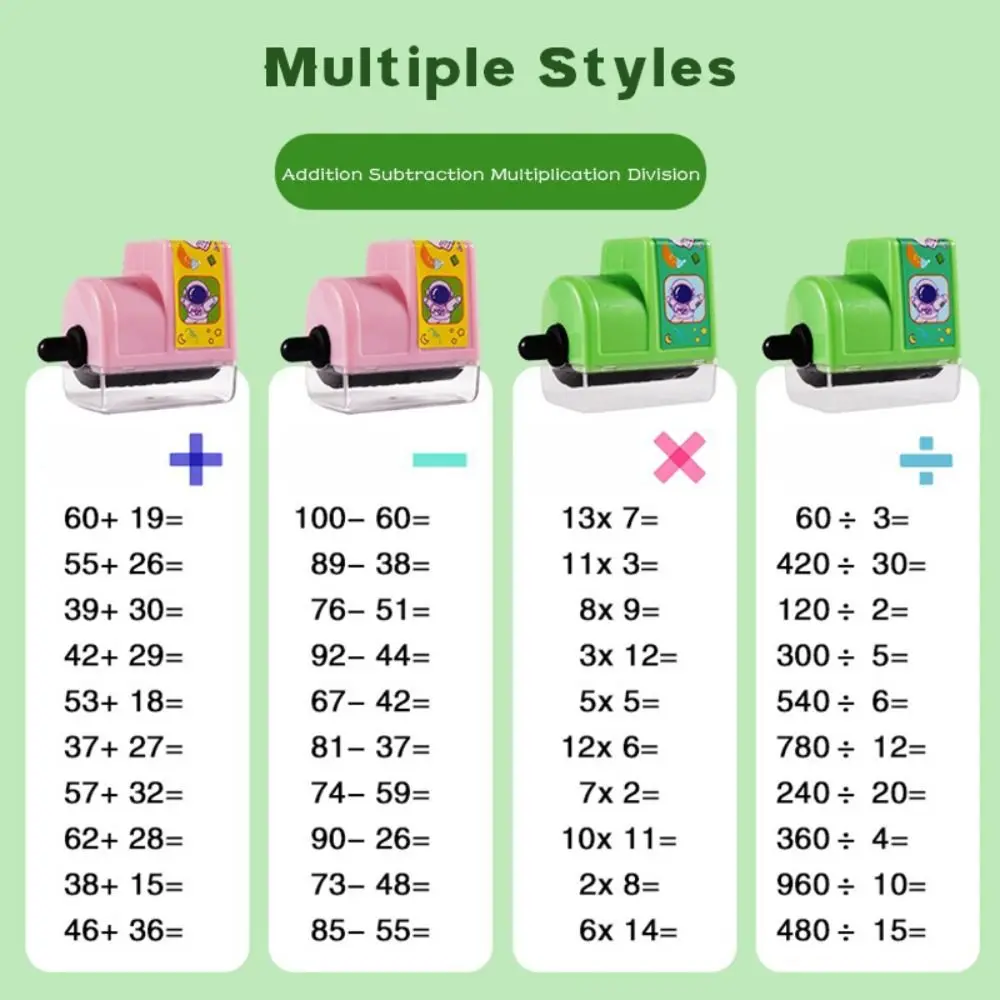 Timbro rotolante matematico riutilizzabile Divisione di moltiplicazione Addizione Sottrazione Timbro a rullo matematico Operazione matematica