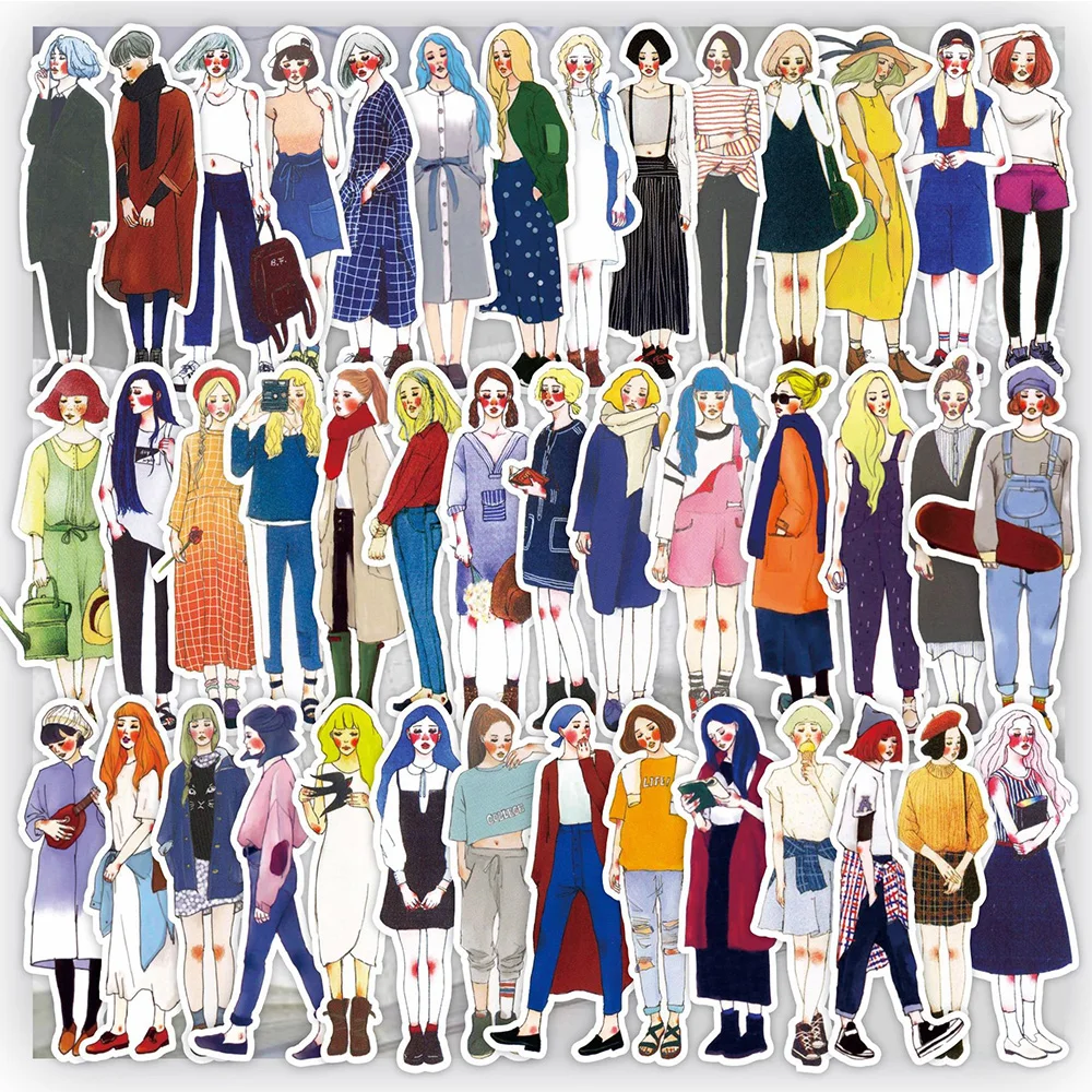 

10/30/50pcs Fashion Mocha Girl Dressing Up Stickers Decals Cartoon Graffiti DIY Notebook Luggage Wall Decoration PVC Sticker Toy