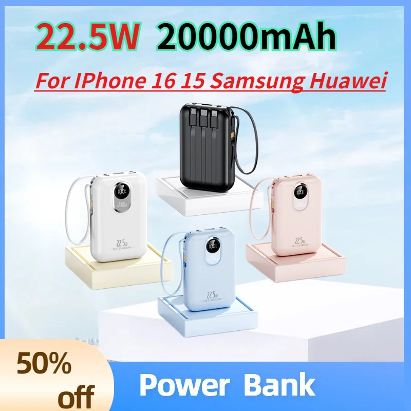 

22.5W 20000mAh Power Bank Wireless Fast Charging Foldable Stand External Battery for IPhone 16 15 Samsung Huawei