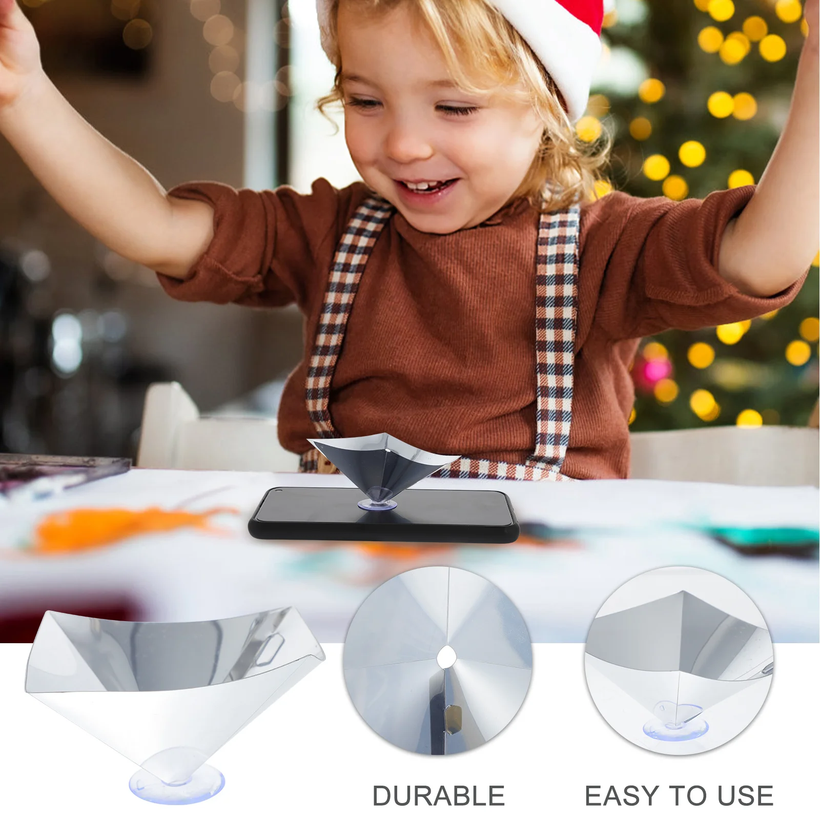 4pcs 3D Holographic Projector Mini Portable Suction Cup Smartphone Display Physics Experiment Kit For Kids Diy Science