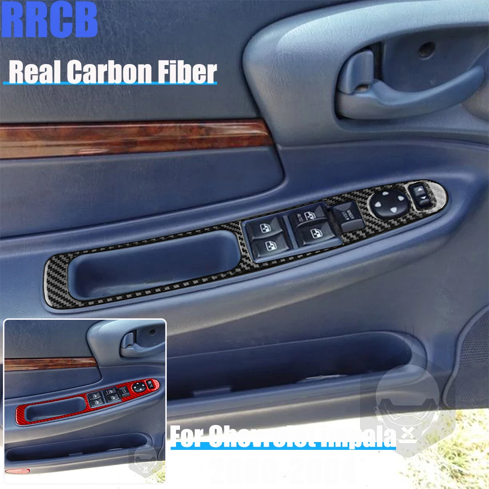 

Автомобильные аксессуары из настоящего углеродного волокна, накладка на панель подъема окна, мягкая наклейка, наклейка для Chevrolet Impala 2000 2001 2002 2003 2004