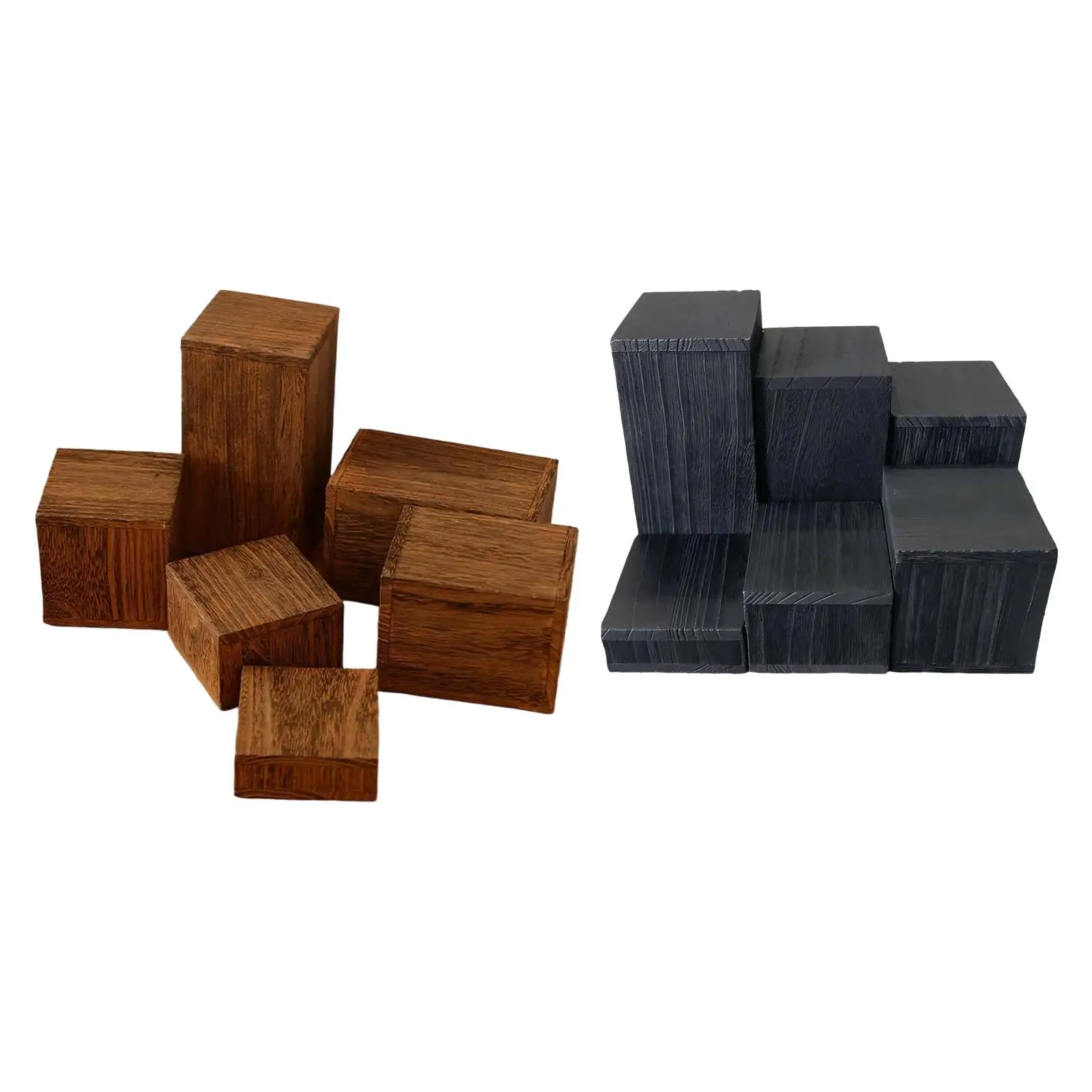 6Pcs Wooden Square Risers Rustic Cupcake Perfume Holders Jewelry Racks Display Stands for Retail Shoe Party Kitchen Crafts Party