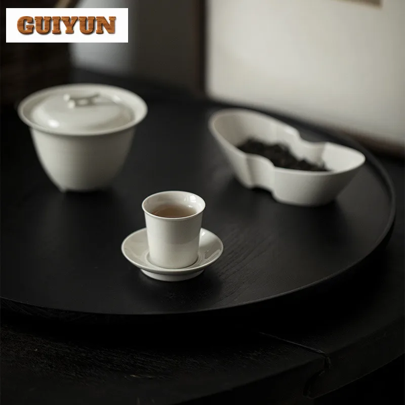 20ml Plant Ash Master Cup Set Zen Ceramic Tea-calix Small Tasting Mug With Coaster Luxury Tea Cup Cafes Gift Kung Fu Teaware