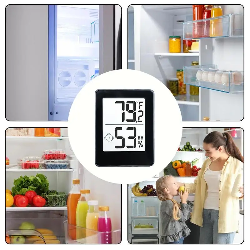 Refrigerator Temperature Gauge Fridge Thermometers Refrigerator Temperature Monitor With LCD Display Small Wireless Freezer