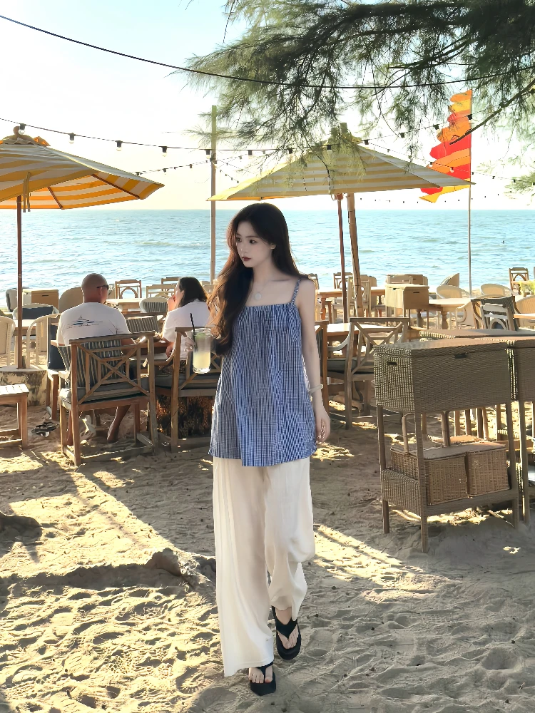 

White Wide Leg Straight Cut Casual Pants Women's Autumn Winter Loose Slimming Trousers Almond Peach Design Sensation