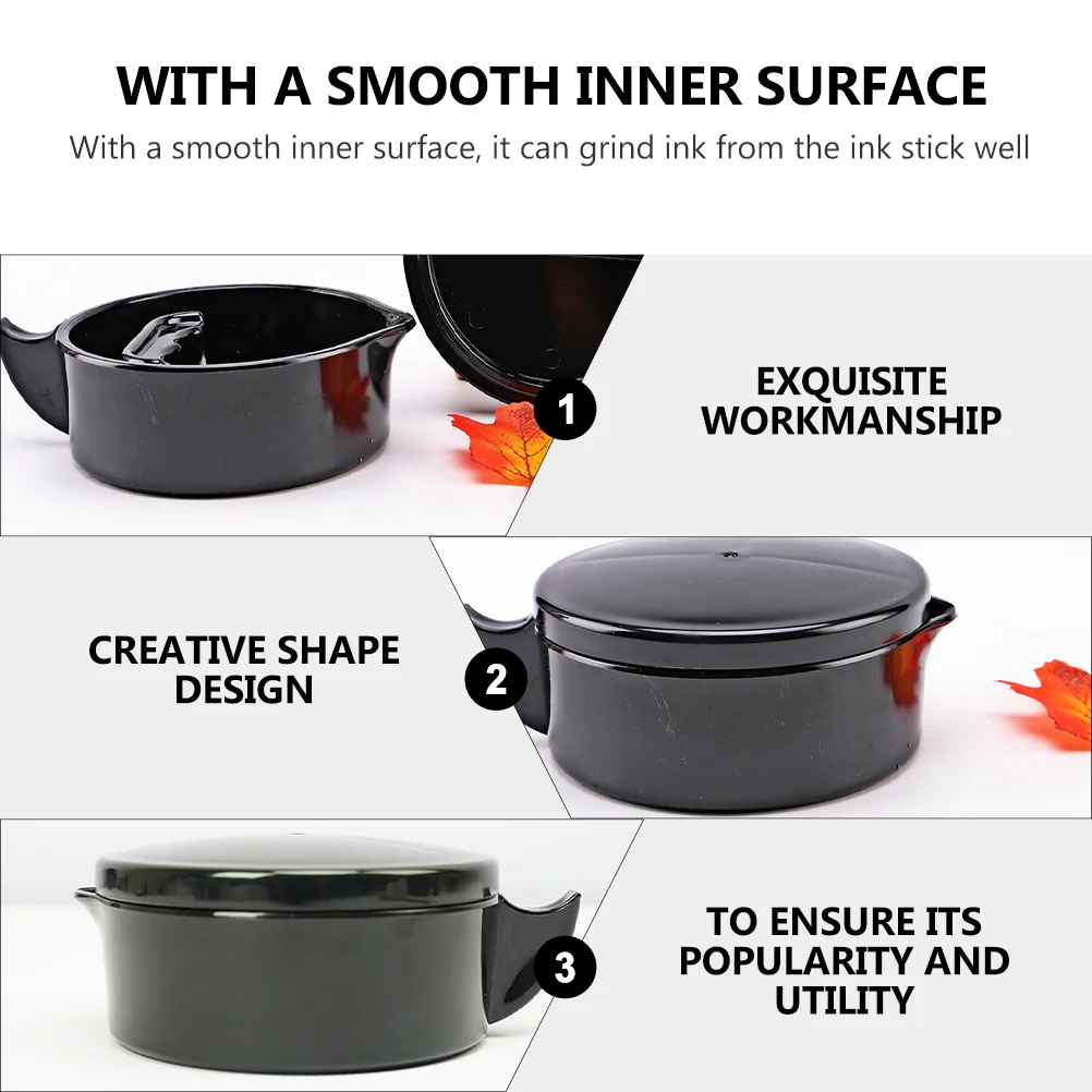 

1Pcs Multifunctional Ink Plate Calligraphy Inkstone Practical Ink Holder with Lid Painting Brush Cleaning Storage Calligraphy