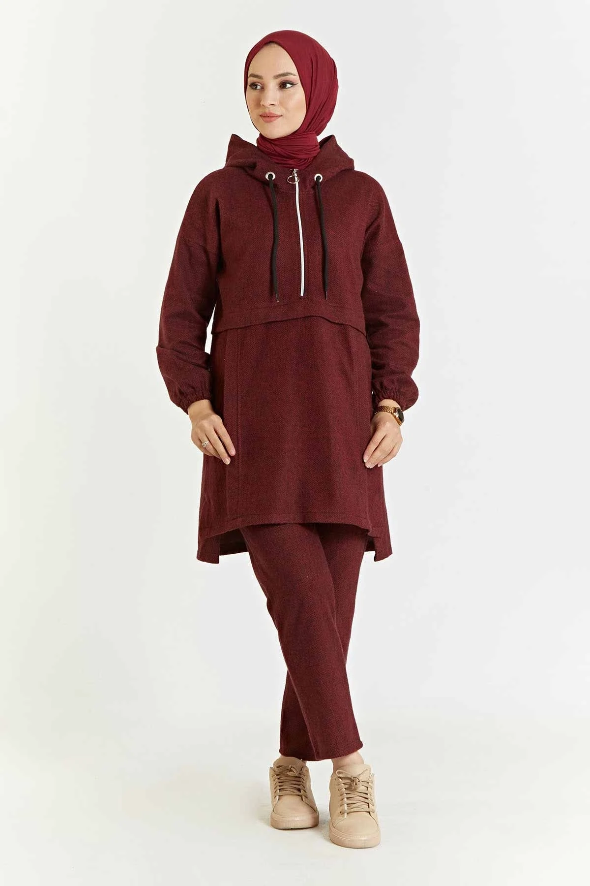 

Women's Dual Suit Zipper Hijab Kombin Bottom Top Muslim dress hijab Muslim üstleri women suit dress abayas