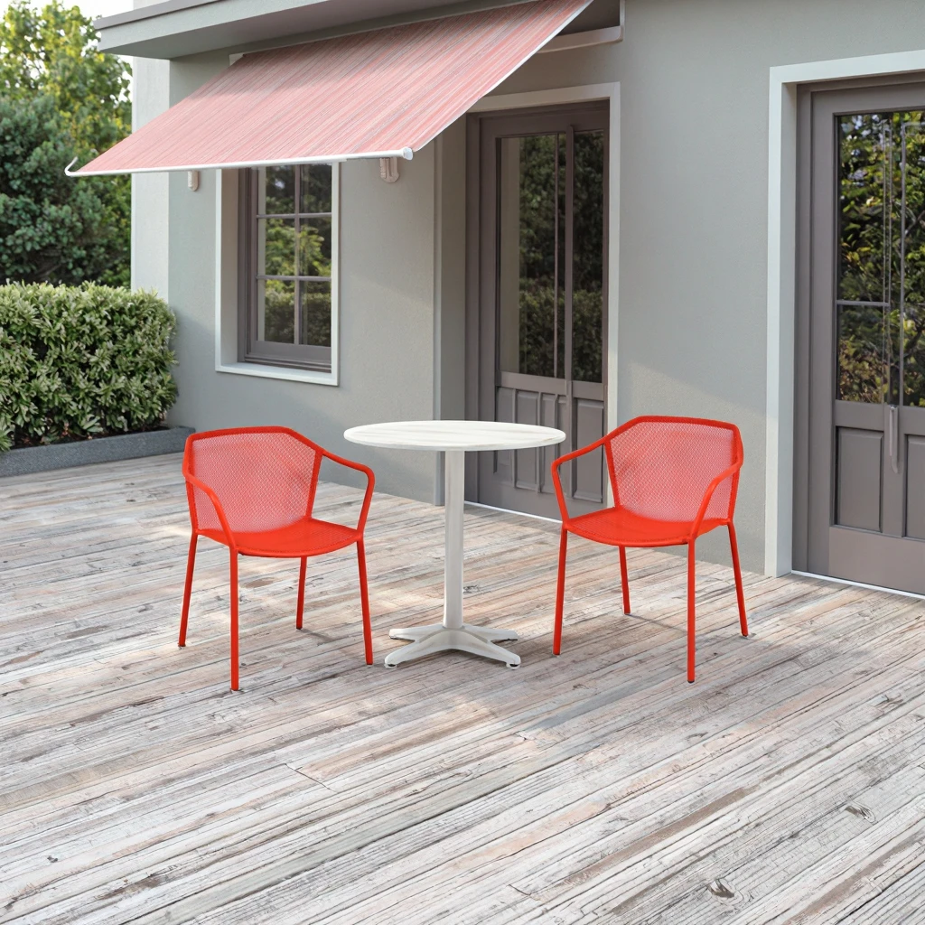 طاولة طعام معدنية بتصميم عصري وكرسي شبكي خارجي وطاولة طعام للمطاعم وكرسي