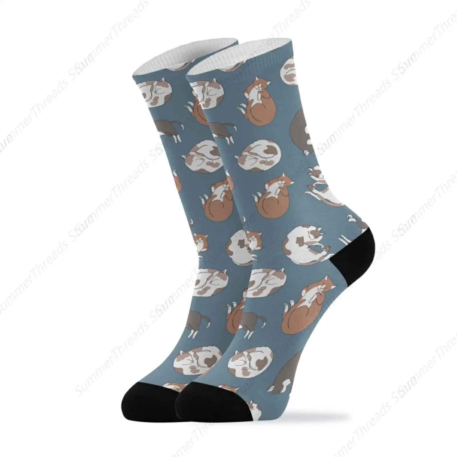 cartoon wild cats cheetah white black Socks for Kids Fashion Novelty Crew Sock for Boys Girls Gift