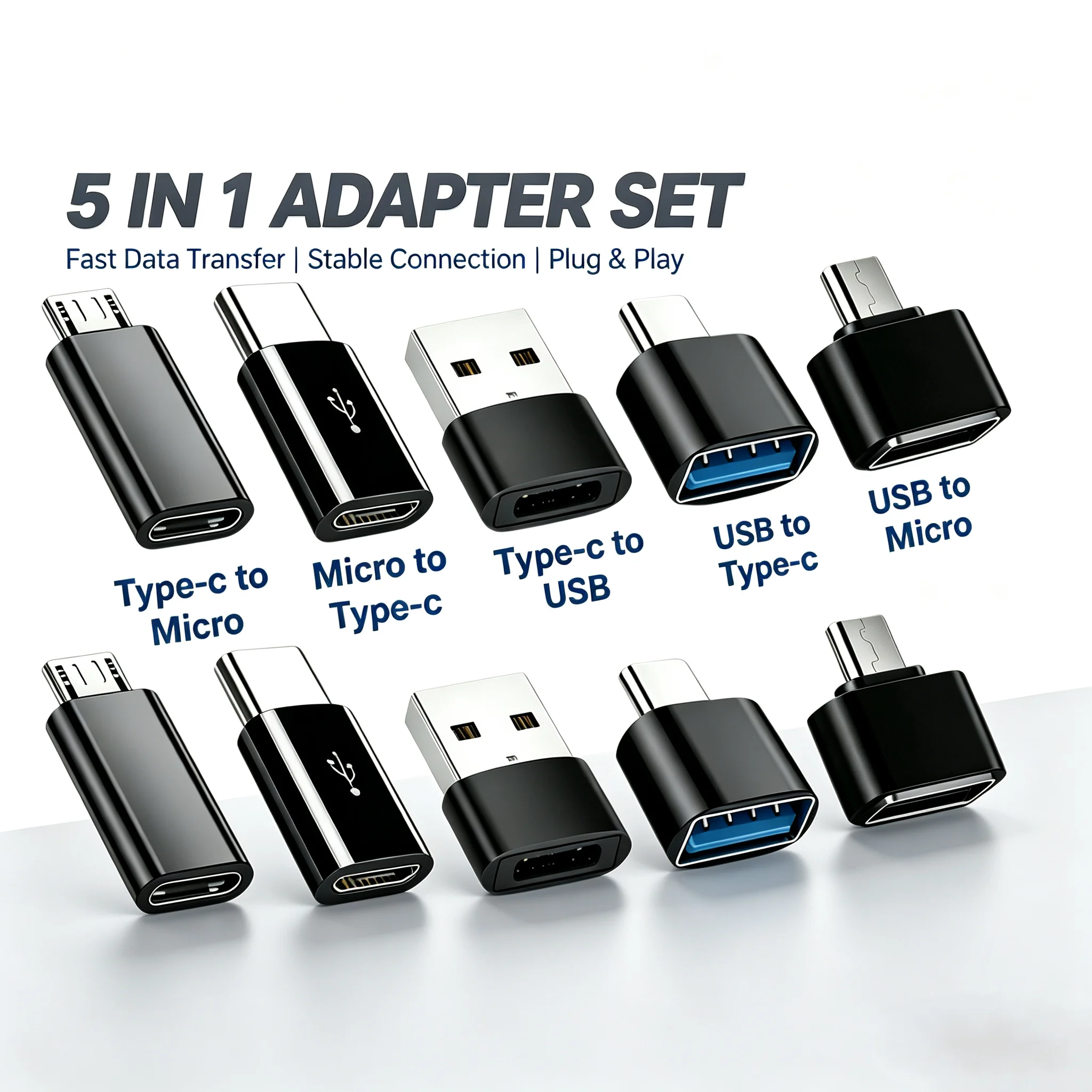 USB C to USB, mini Adapter USB C OTG to C Interface, Micro to C, Micro to C Multi-Style Combination Set