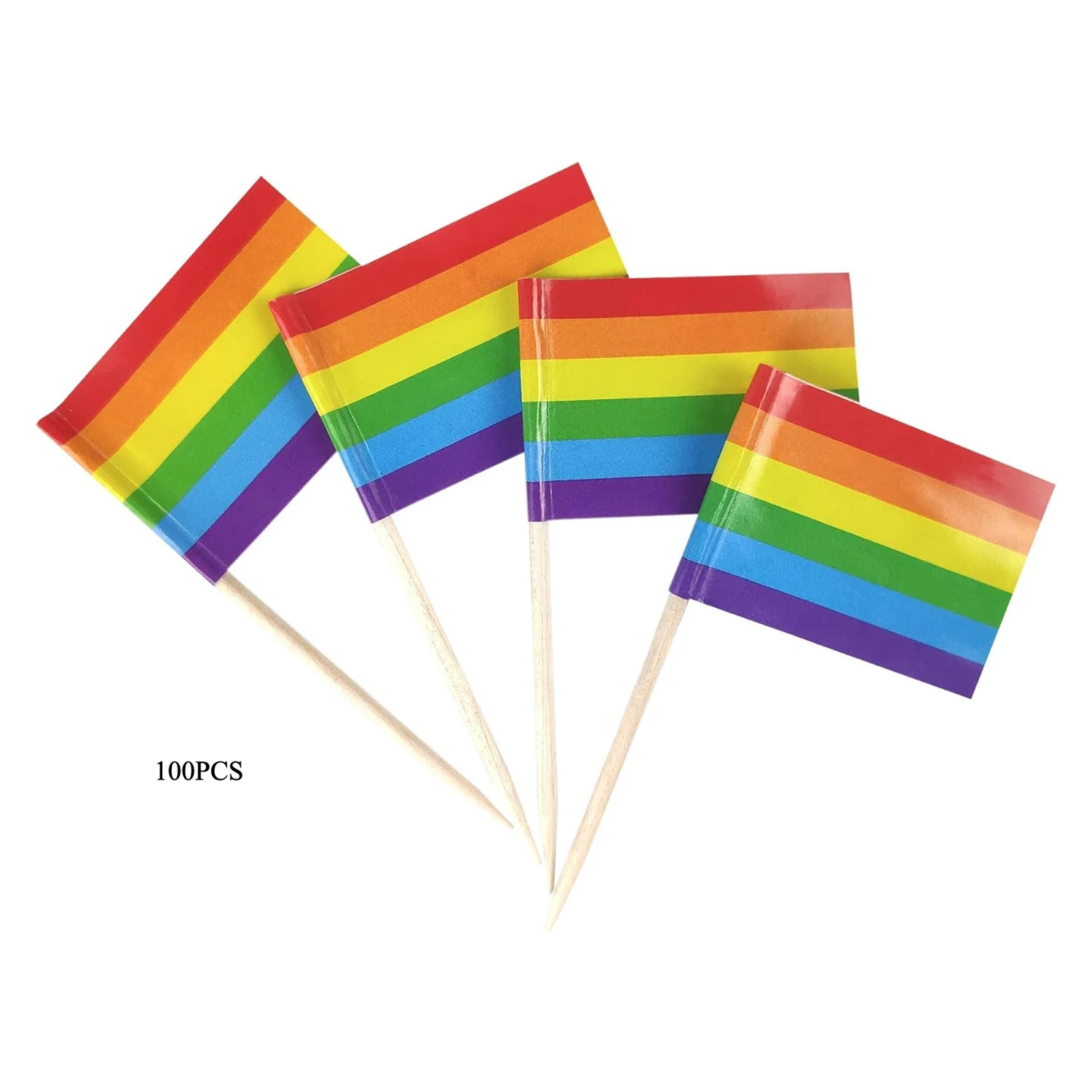 100 Pcs Rainbow Toothpick Flags for Pride Day, Cocktail Picks, Mini Pride Flag LGBTQ Pride Decor for Wedding