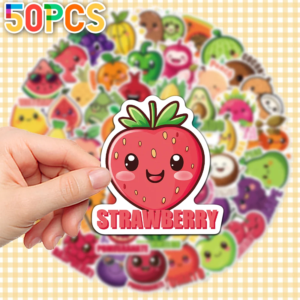 50 stuks groente- en fruitdecoratieve stickers voor nieuwjaarscadeaufeeststickers Terug naar school laptop mobiele telefoon case skateboard