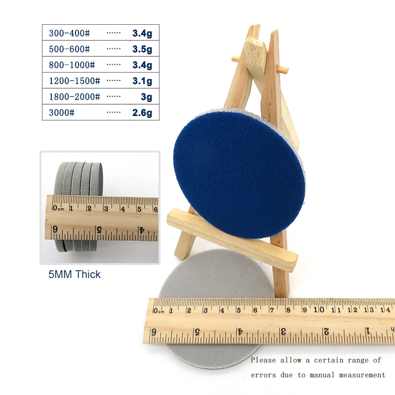 스폰지 사포 후크 및 루프 샌딩 디스크, 자동차 페인트, 자동차 연마 및 연삭용, 3 인치, 75mm, 300-3000 그릿, 12 개