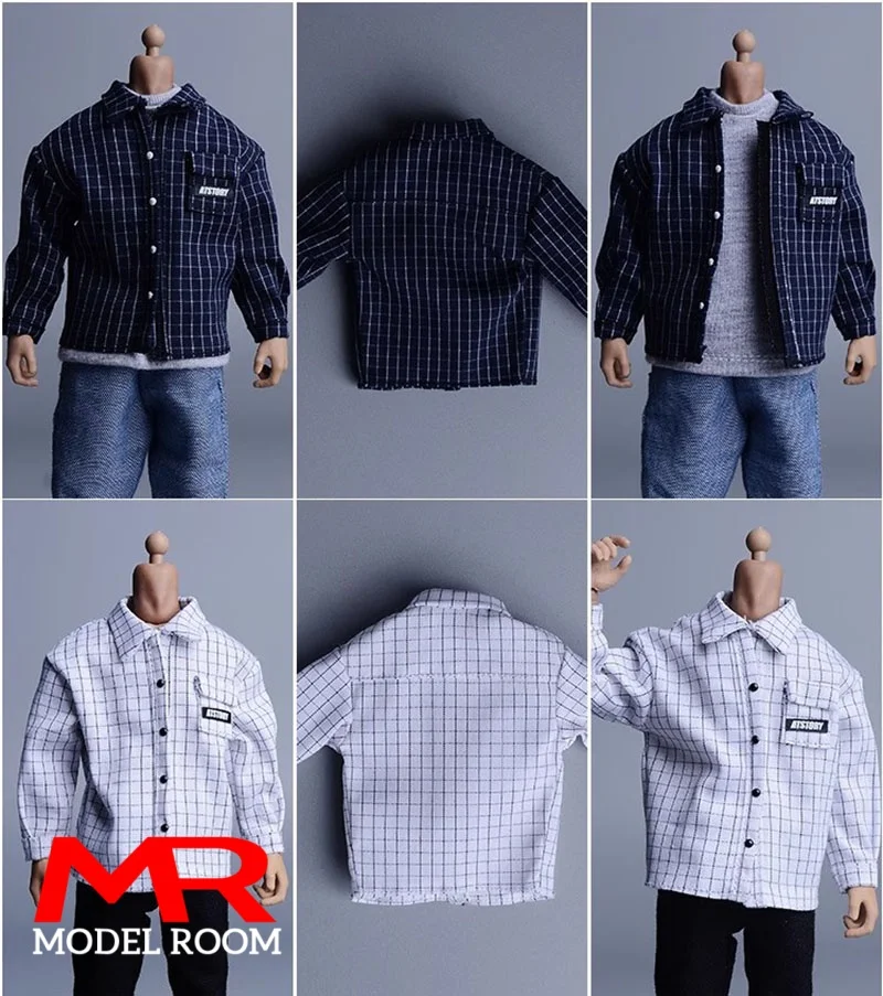 ATStory 1/12 Scale Male Plaid Strip Shirt Top Clothes Model Fit 6'' Notaman Asi NWTOYS VTOYS Male Soldier Action Figure Body