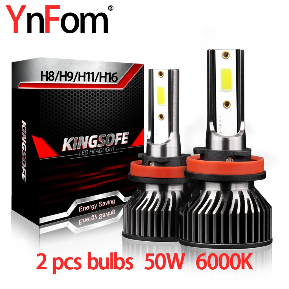 

YnFom Car Special Halogen To LED Headlight (2 Pcs) H8 H9 H11 H16(JP) Bulbs Kit For Cars Low Beam,Fog Lamp,Car Accessories