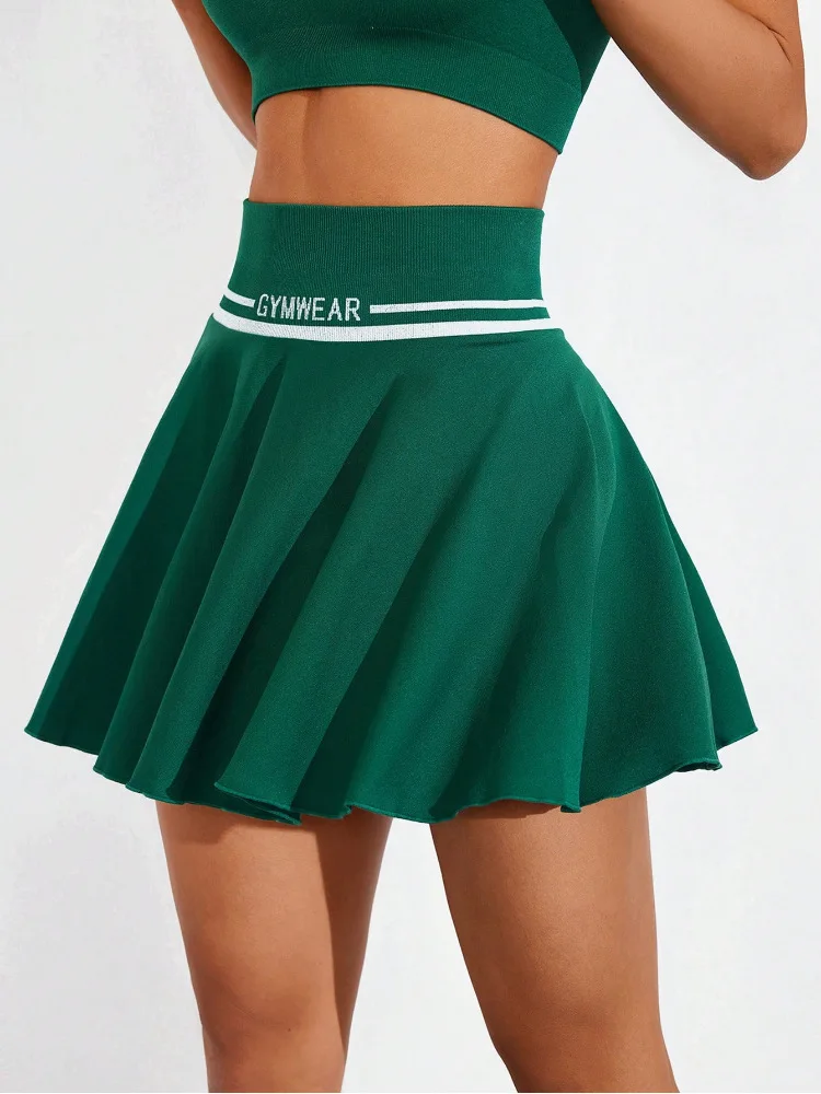 top One piece tennis skirt sports skirt badminton skirt seamless knitted four-sided elastic feeling quick dry