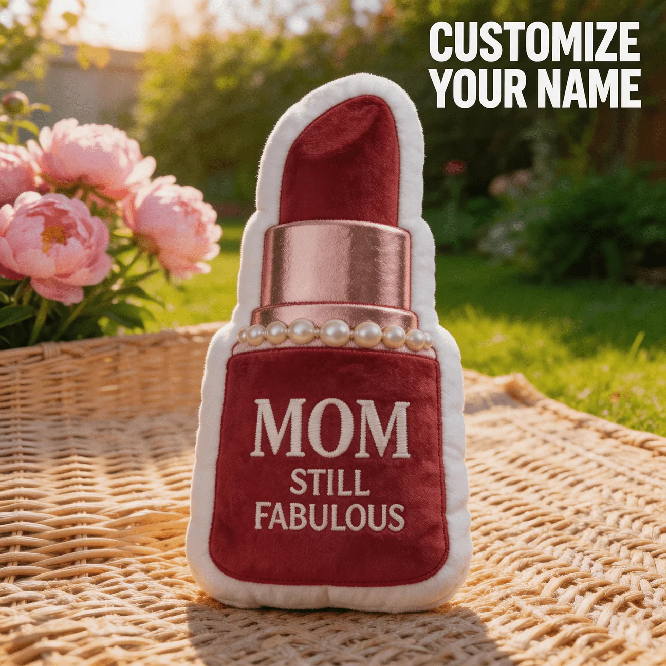 Custom Personalized Photo Lipstick Shaped Pillow, Mom Still Fabulous Custom Picture Decorative Cushion, 70cm Large Size Accent P