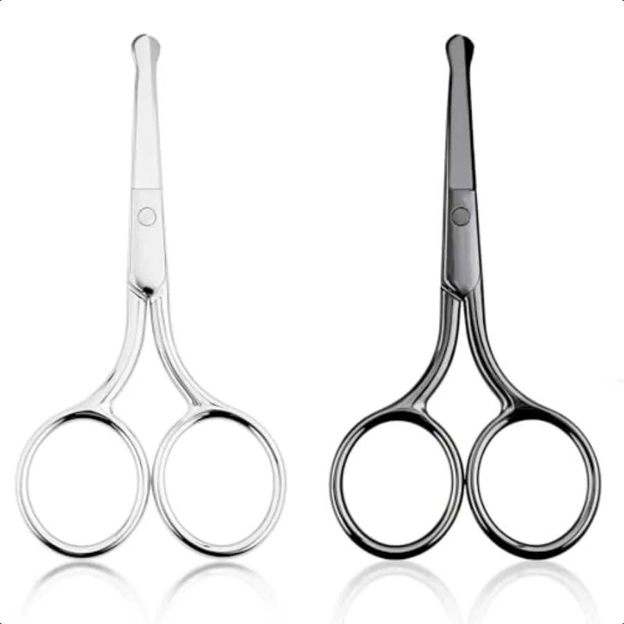 

2PCs Nose Hair Scissors Safety Eyebrow Nose Hair Trimmers for Men Women Tip Scissors Eyebrow Trimmer Small Travel Trimming for
