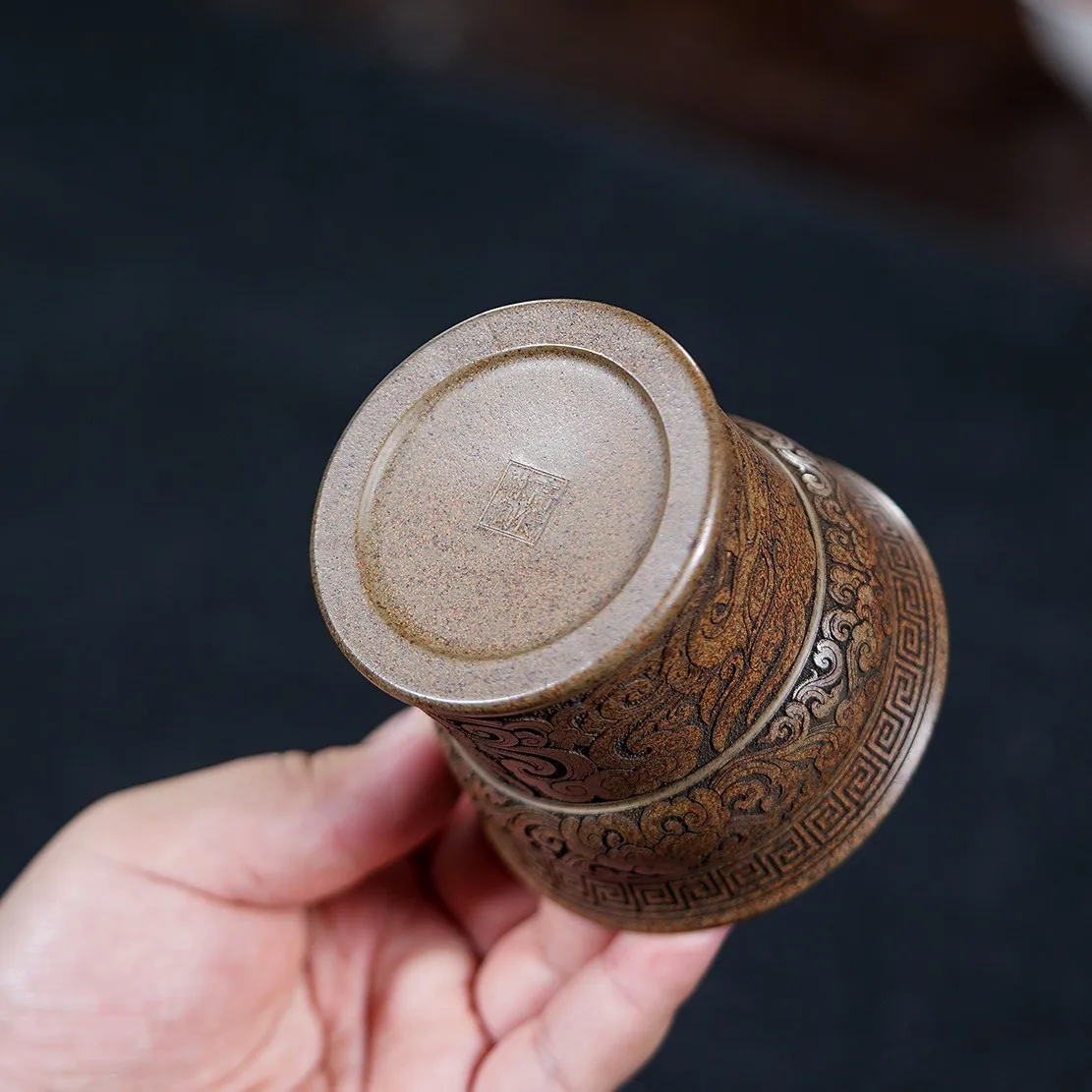 Yixing Zisha Duan Ni Clay Wood Fired Teapot Handmade Ceramic Tea Set With Cup For Gongfu Tea Brewing Home Use