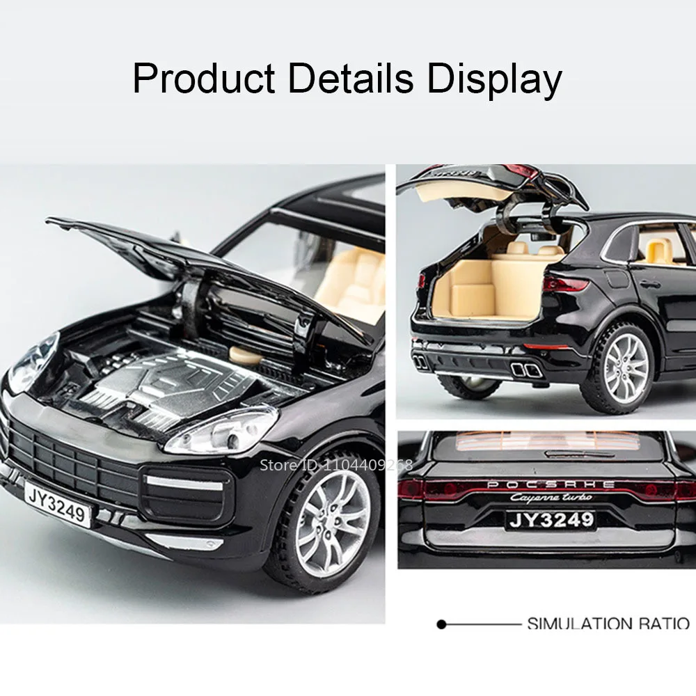 1:32 Cayenne Turbo Taycan Luxury Car Model Toy Diecast Metal Sound Light Pull Back Miniature Supercar Models Holiday Presents