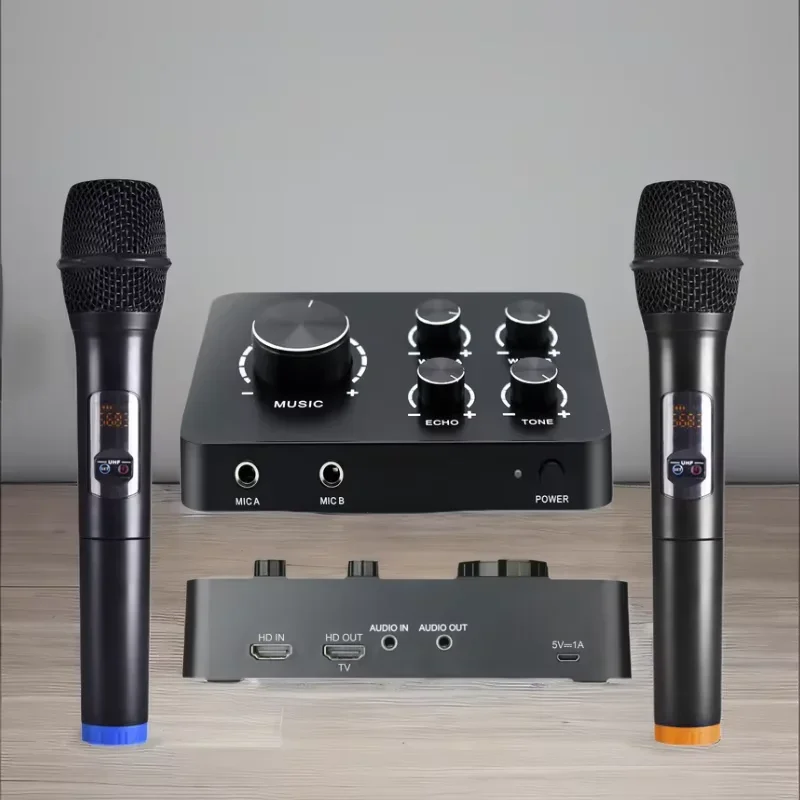 

K6 HDTV Karaoke Mixer Microfono UHF Dynamic Dual Channel Karaoke Wireless Microphone Sound Bar Speaker Hi-fi Ampli Karaoke Mixer