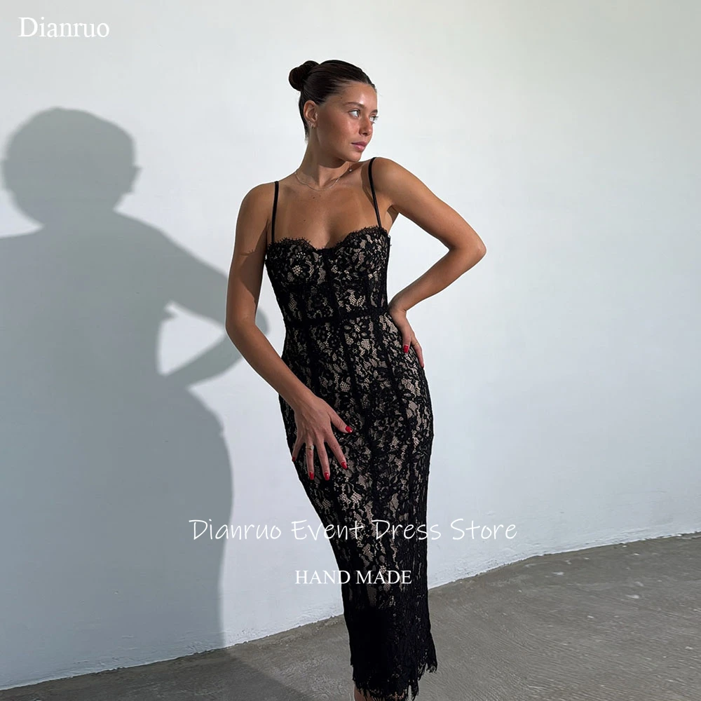 Dianruo Черные вечерние платья русалки на тонких бретельках Vestido Festa Гламурные облегающие платья в форме сердца Vestidos Para Mujer по индивидуальному заказу