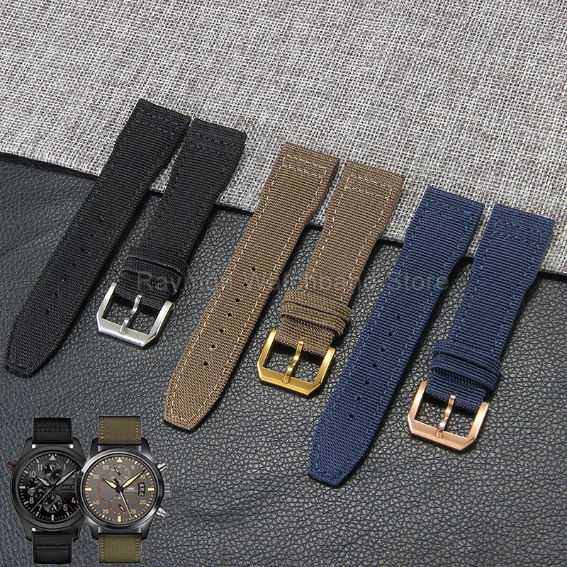 Durable Sweatproof 20 21 22mm Specific Buckle Canvas Nylon Watchband for IWC Pilot‘s Mark Portuguese Chronograph Watch Bracelet