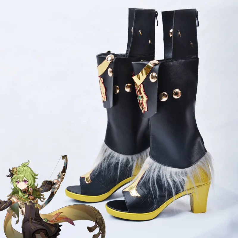 Genshinari Cosplay Sapatos para homens e mulheres, Botas Tighnari Game, Sapatos de festa branca Halloween, Custom Made