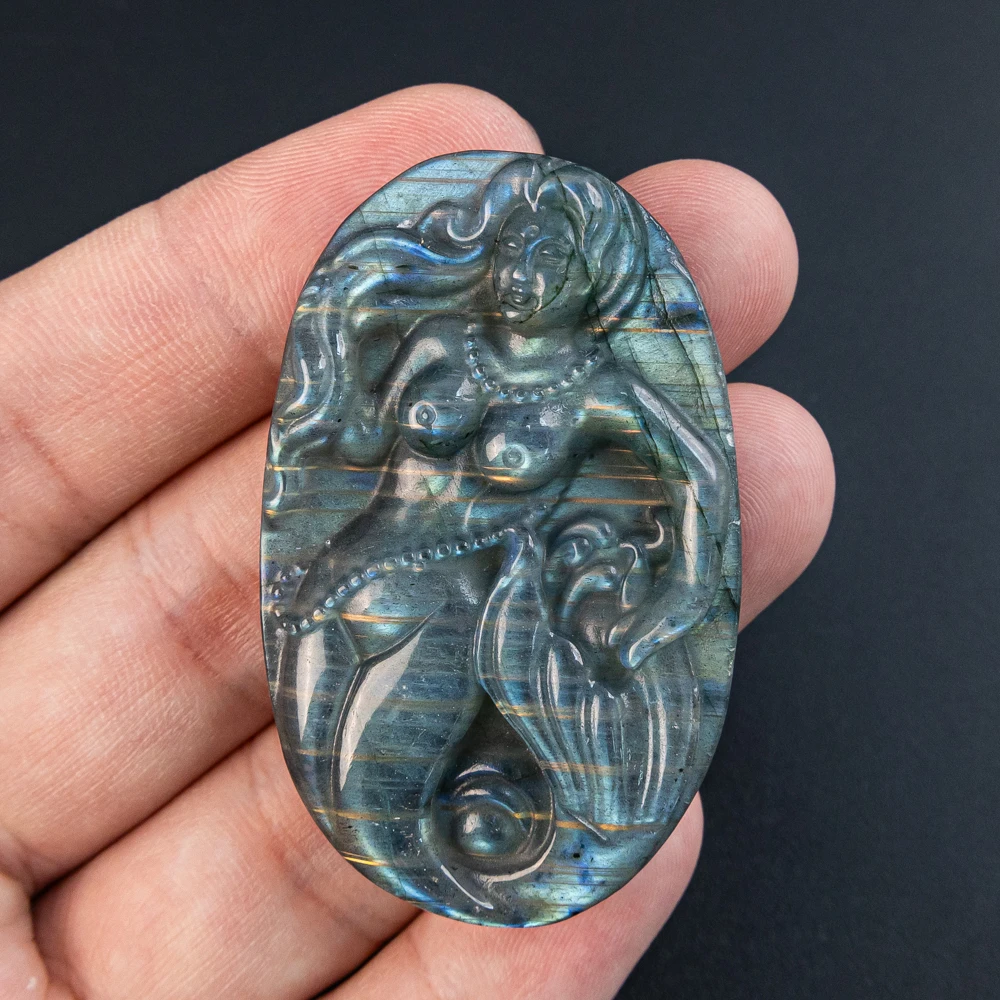 

Оптовая продажа, подвески из натурального лабрадорита, кабошон-русалка для изготовления ювелирных изделий, браслет, серьги, аксессуар 54X34X9 мм