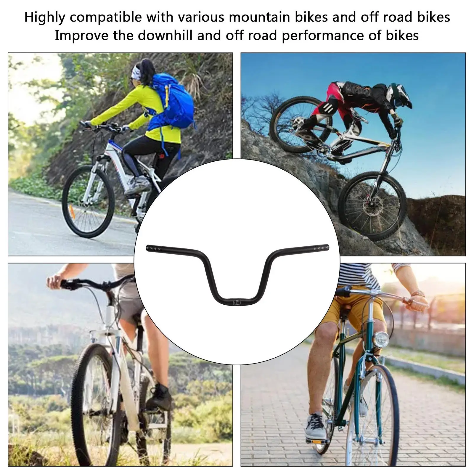 580mm Extra Aluminum Alloy Folding Road Bike Riser Handlebar - 25.4mm Diameter