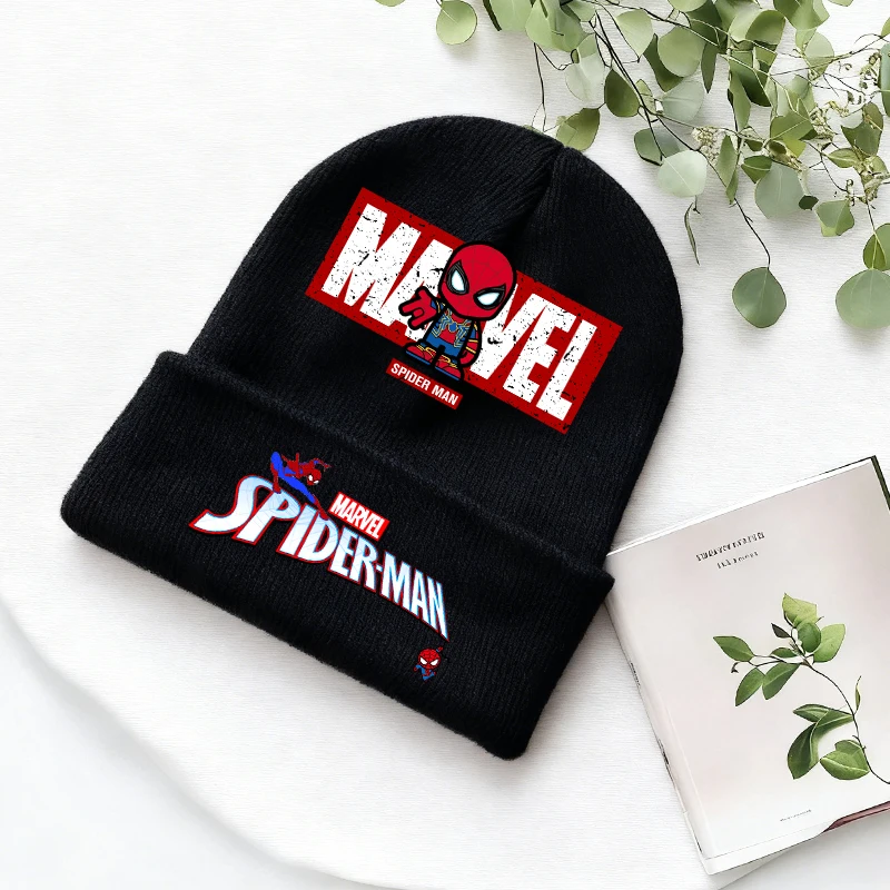 Spiderman Marvel Kids Knitted Hat Cute Anime Disney Movie Print Beanie Cap Headgear Outdoor Street Warm Knit Cap Game Party Gift